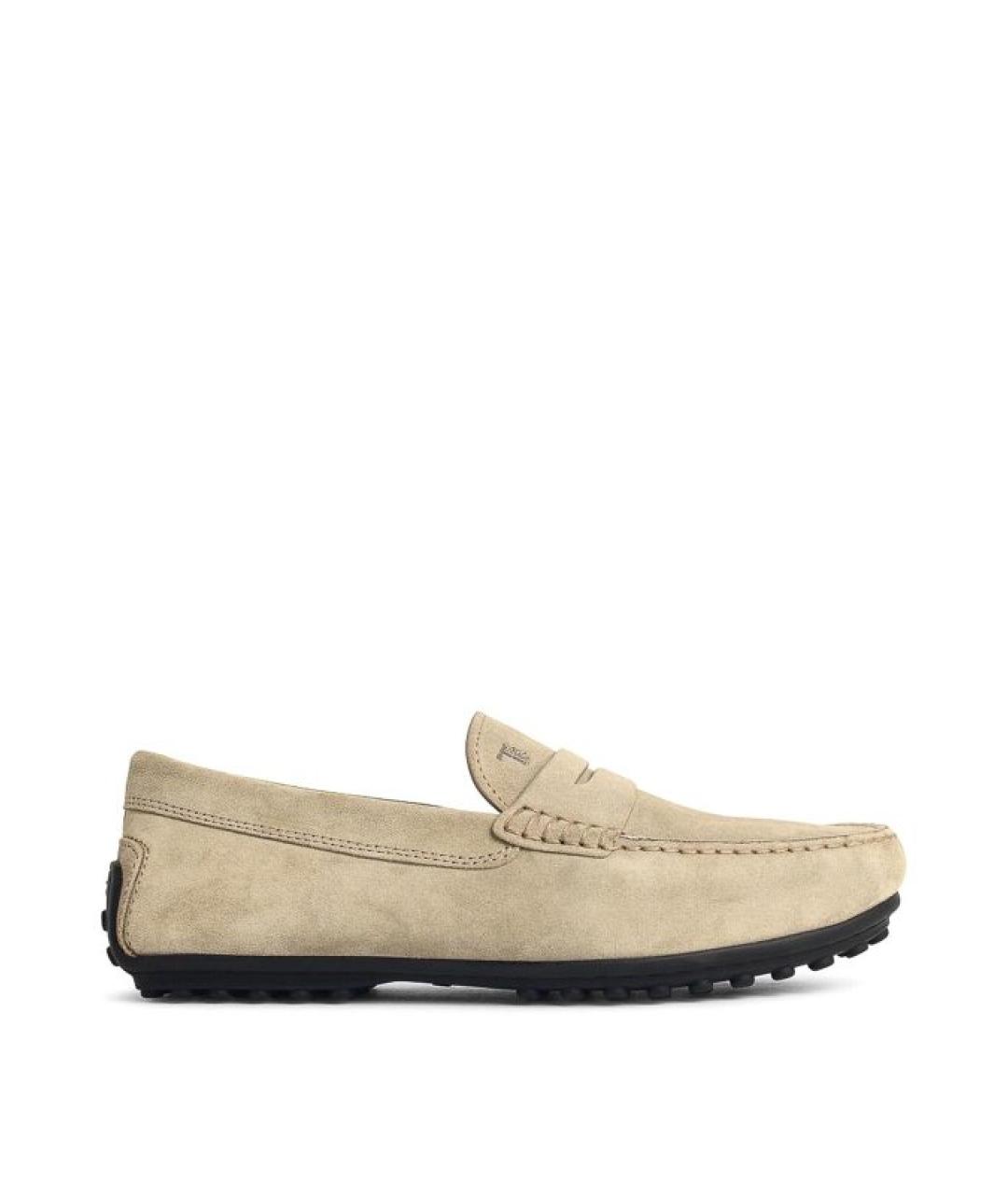 TOD'S Бежевые замшевые мокасины, фото 1