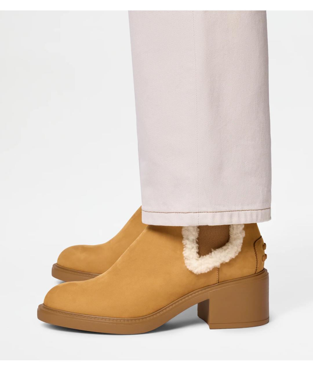 TOD'S Горчичные нубуковые ботинки, фото 5