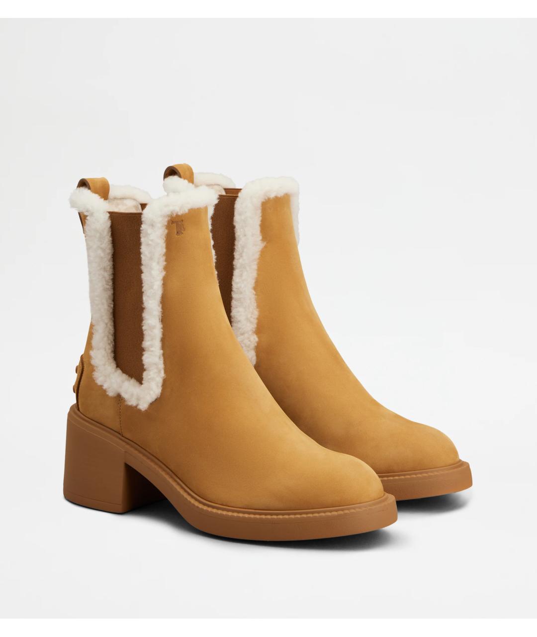 TOD'S Горчичные нубуковые ботинки, фото 2