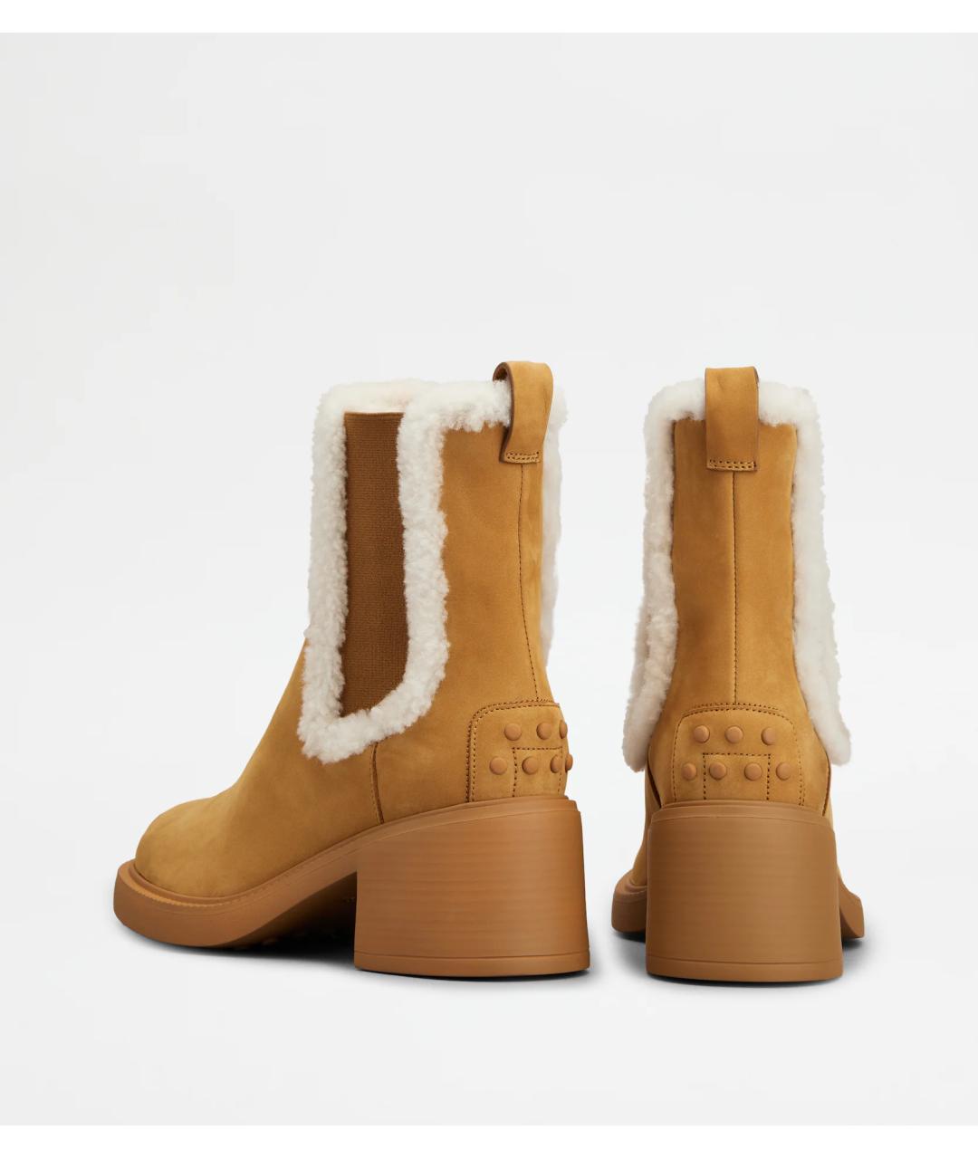 TOD'S Горчичные нубуковые ботинки, фото 3