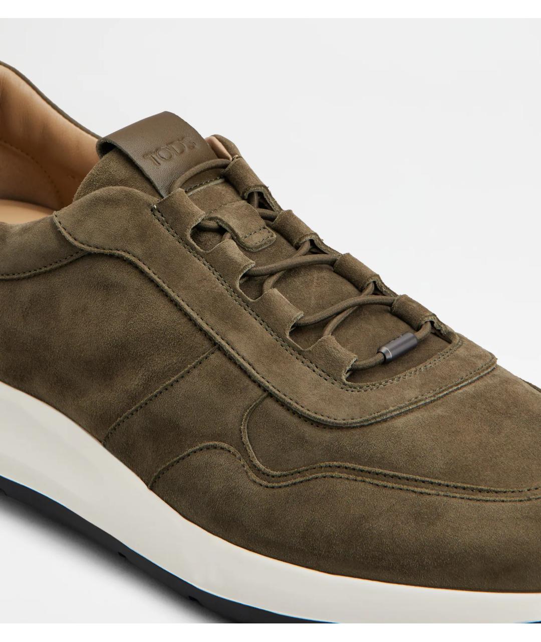 TOD'S Зеленые замшевые низкие кроссовки / кеды, фото 5