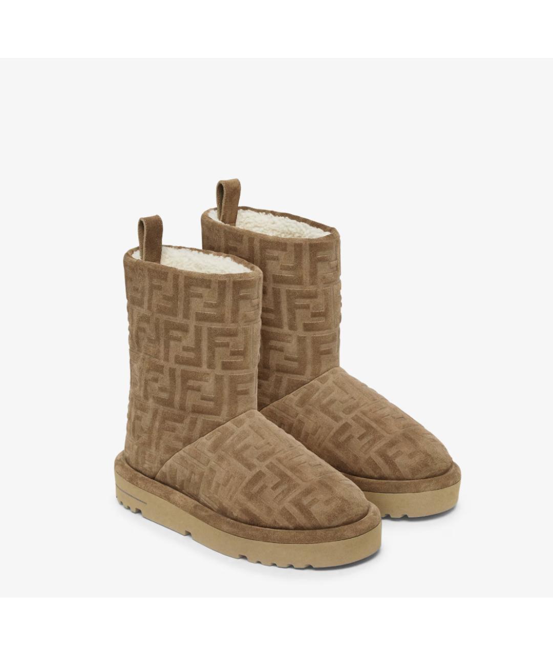 FENDI Коричневые замшевые сапоги, фото 4