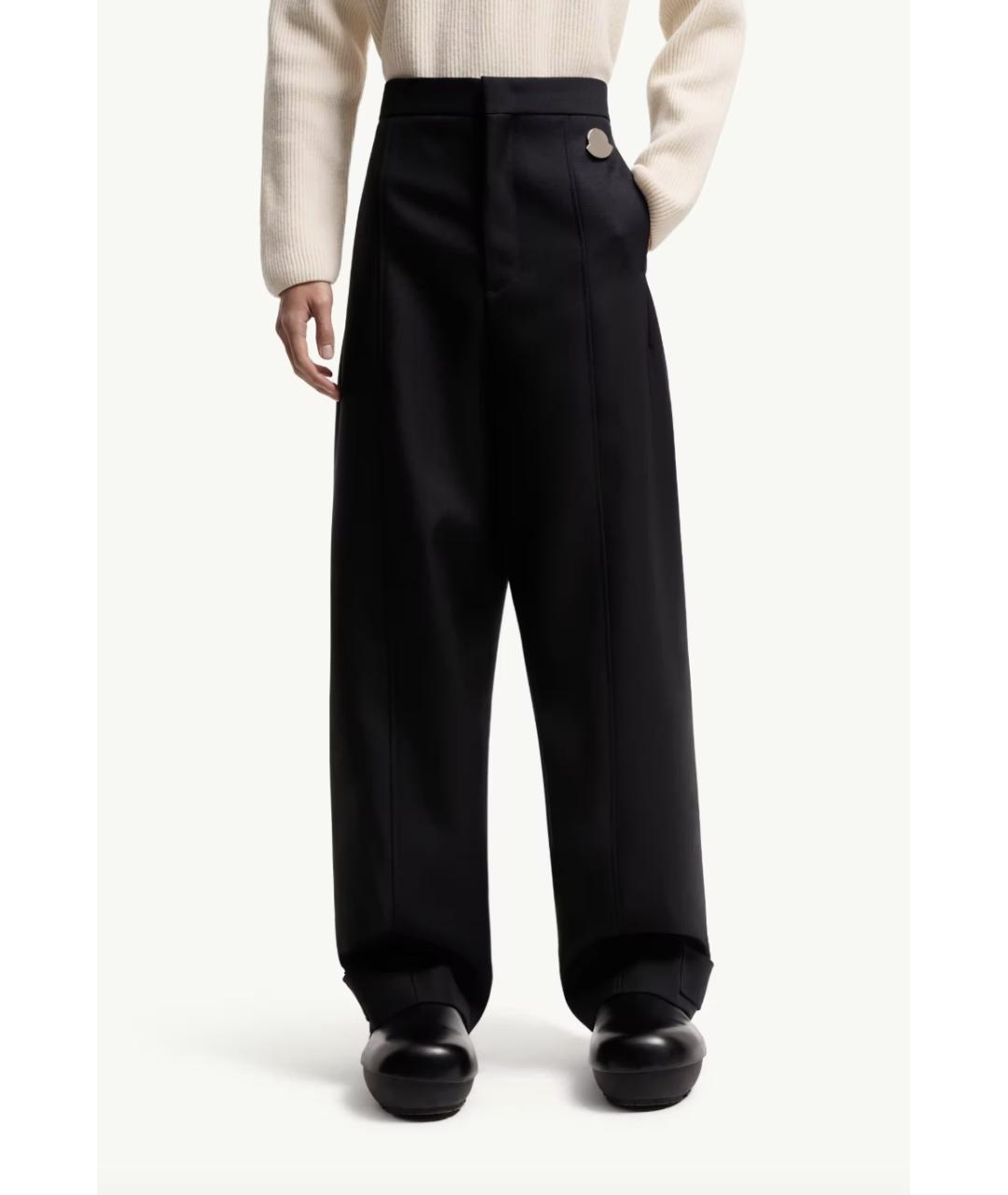 MONCLER Темно-синие шерстяные повседневные брюки, фото 2