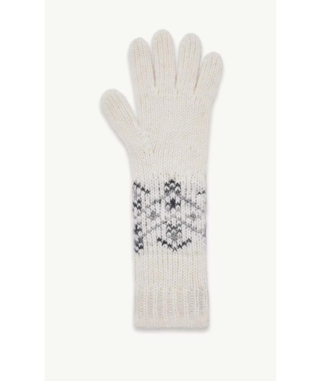 MONCLER Бежевые шерстяные перчатки, фото 3