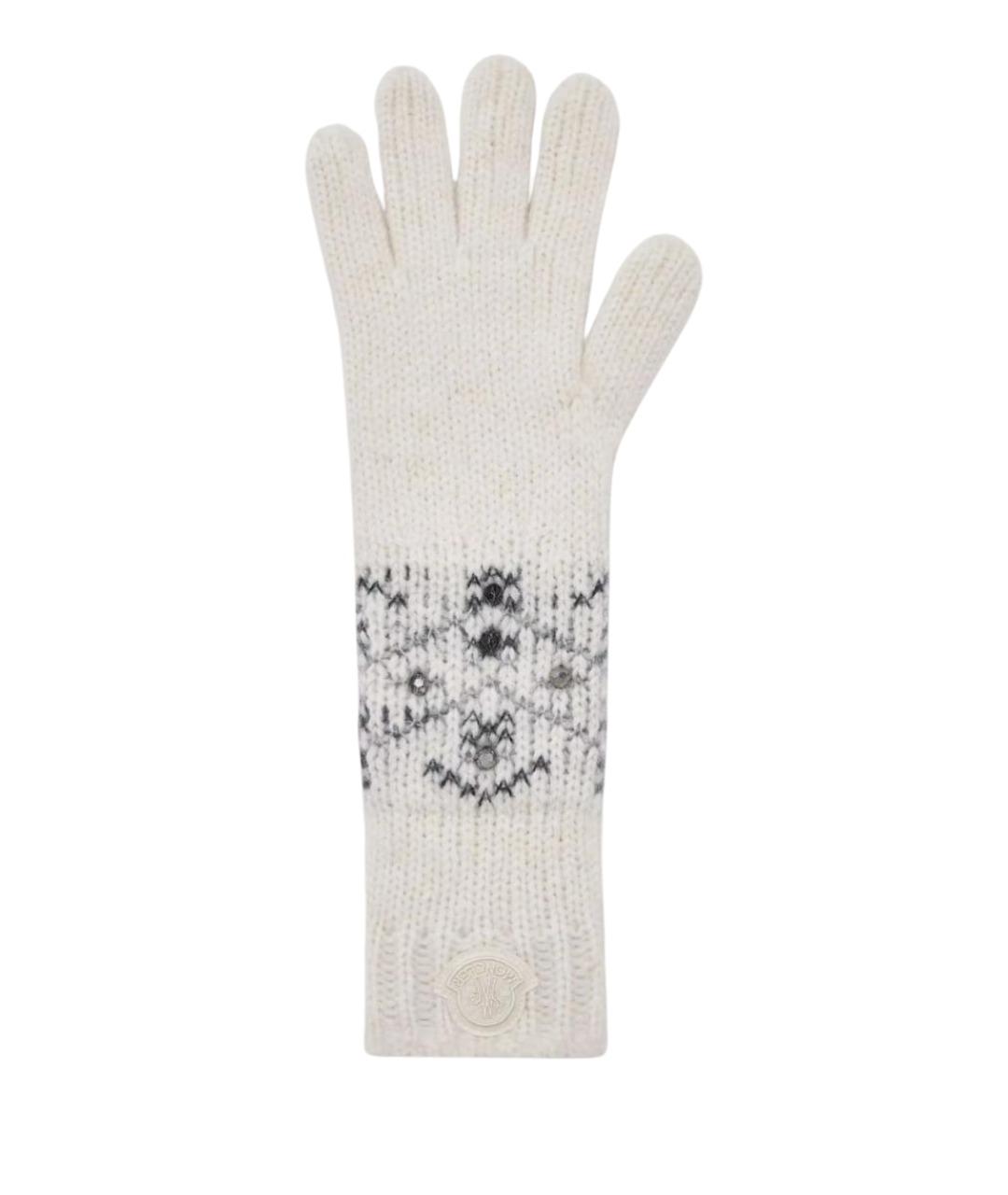 MONCLER Бежевые шерстяные перчатки, фото 1