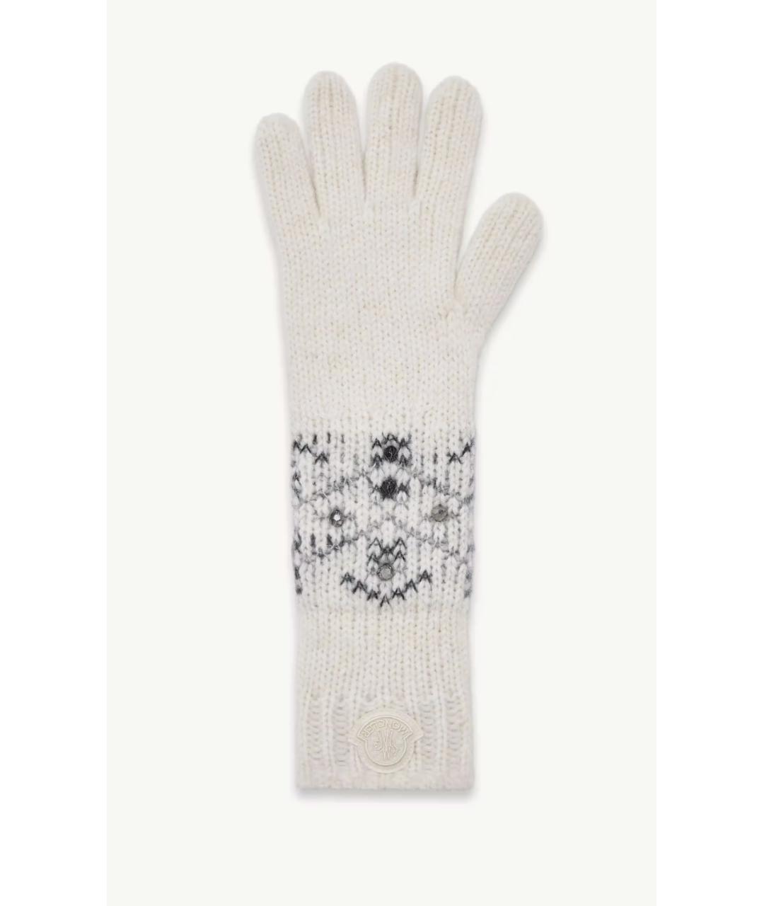 MONCLER Бежевые шерстяные перчатки, фото 4