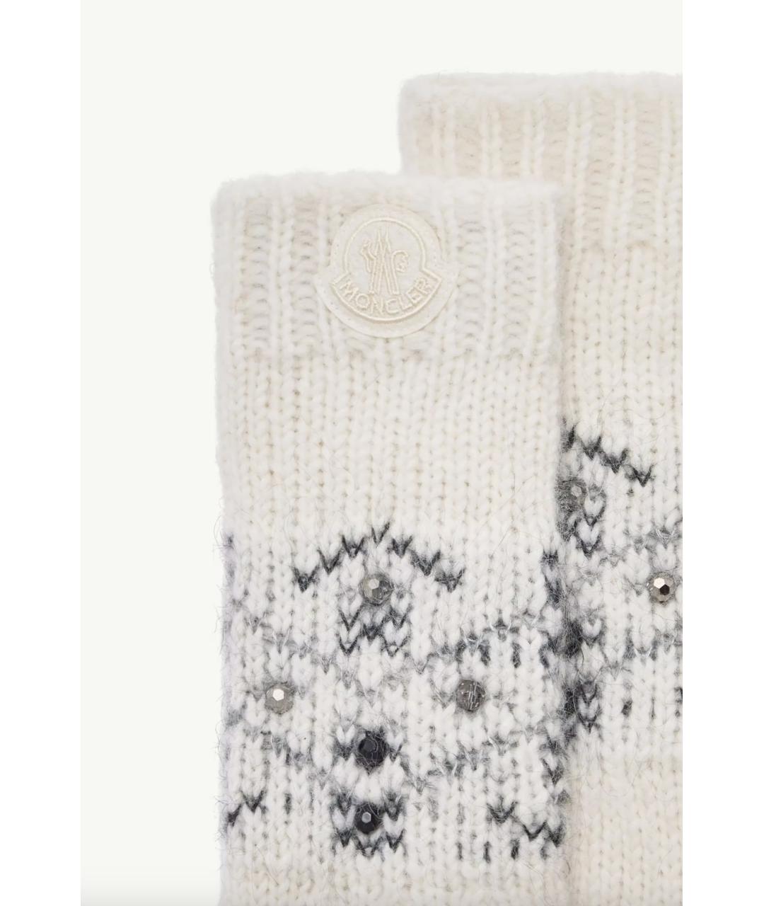 MONCLER Бежевые шерстяные перчатки, фото 2