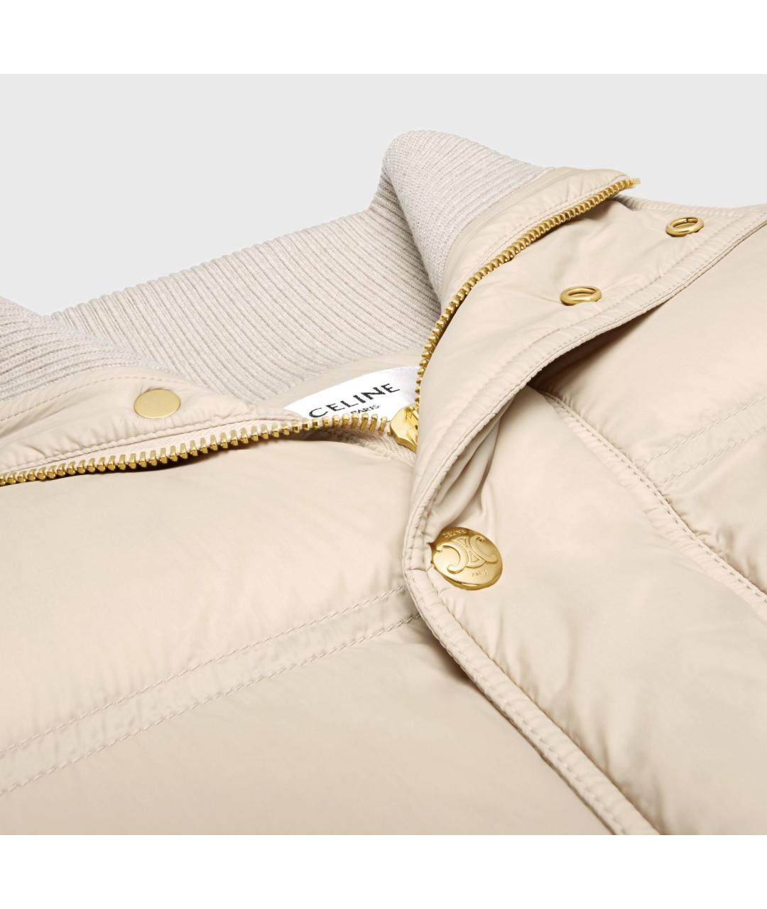 CELINE Бежевый синтетический пуховик, фото 3