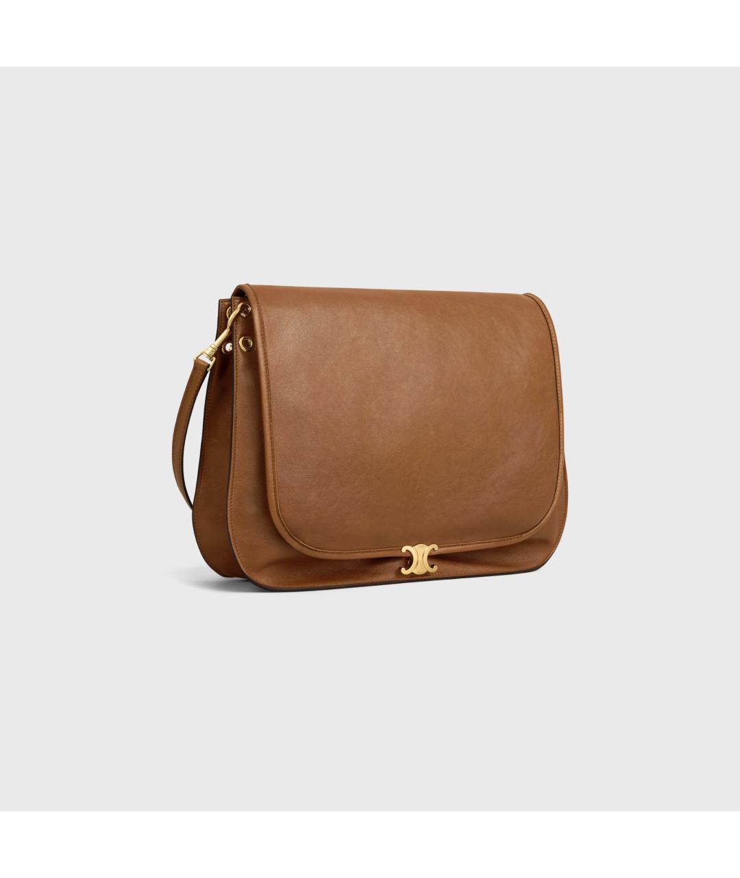 CELINE Коричневая кожаная сумка через плечо, фото 2