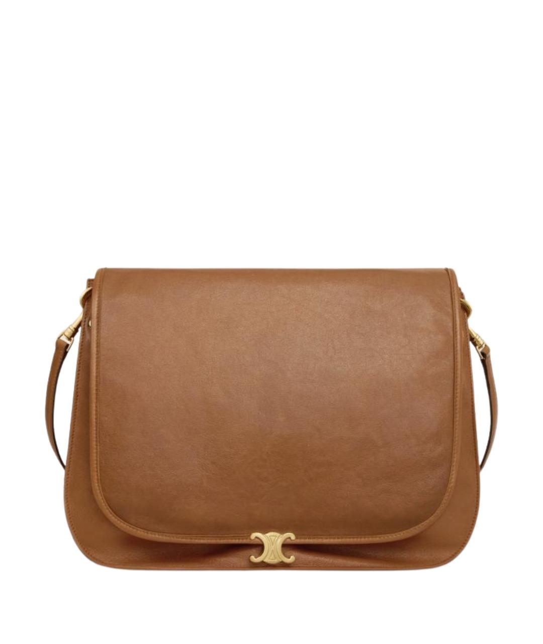 CELINE Коричневая кожаная сумка через плечо, фото 1