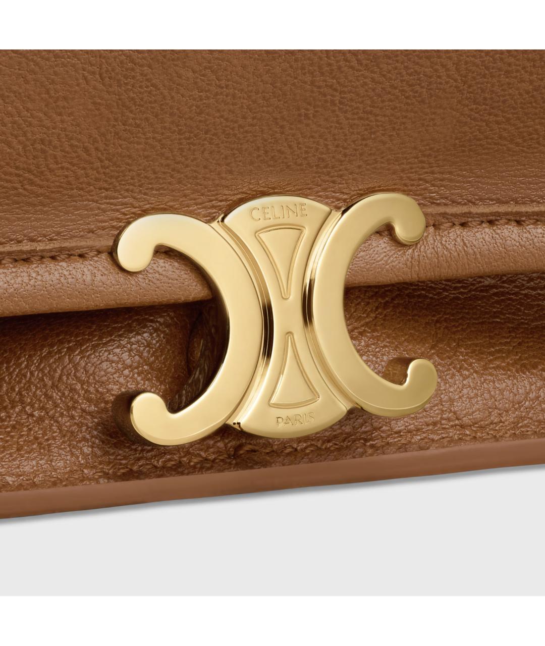 CELINE Коричневая кожаная сумка через плечо, фото 6