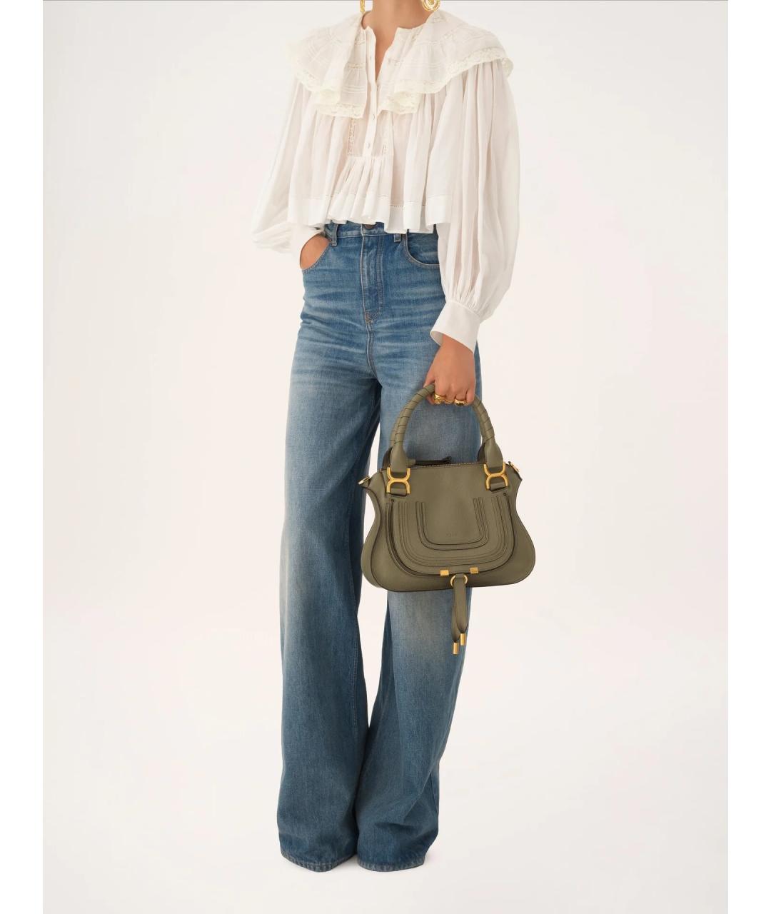 CHLOE Зеленая кожаная сумка с короткими ручками, фото 6