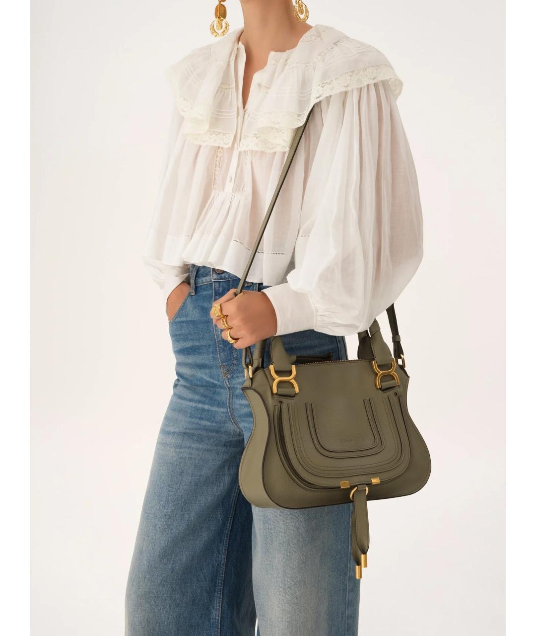 CHLOE Зеленая кожаная сумка с короткими ручками, фото 2
