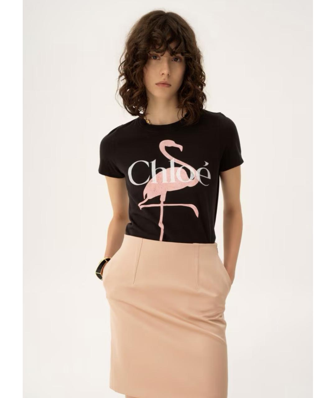 CHLOE Черная хлопковая футболка, фото 3