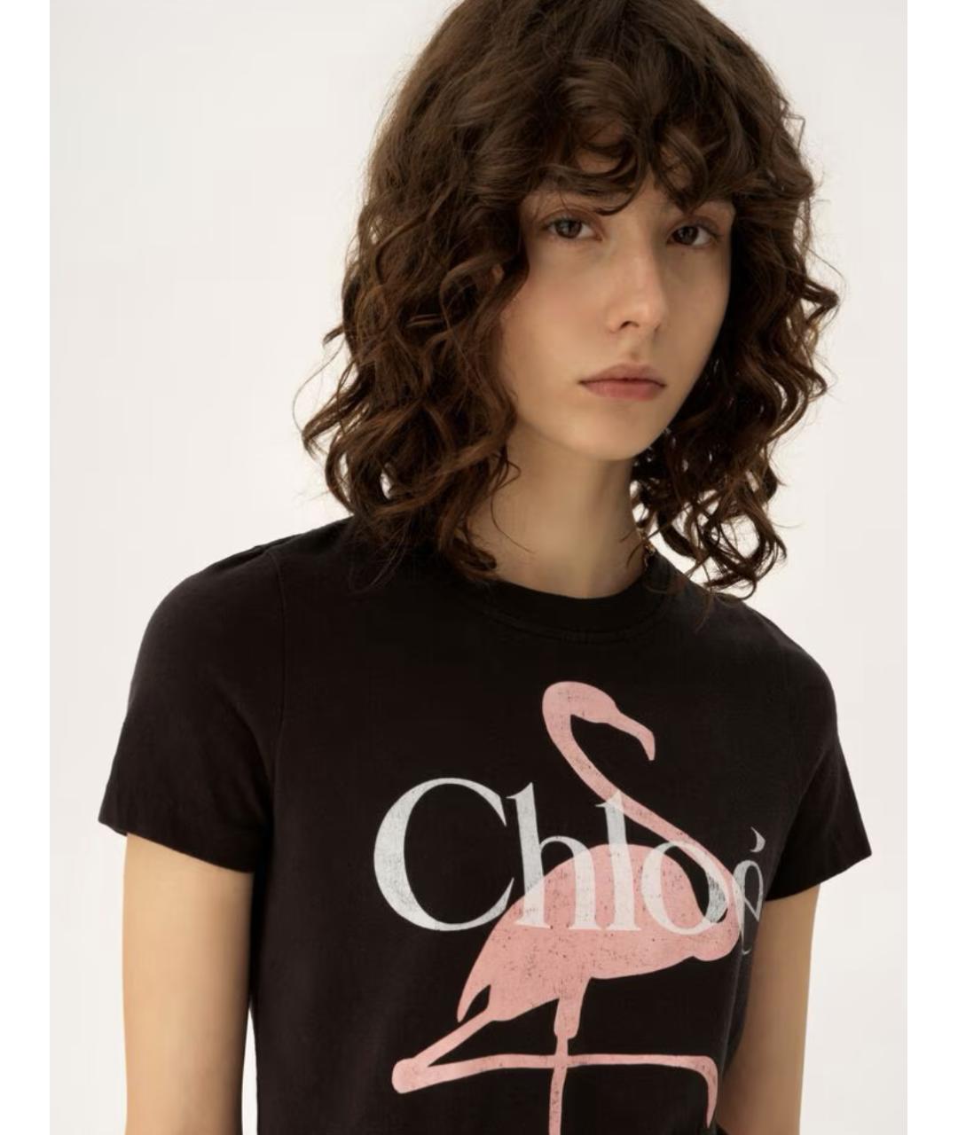 CHLOE Черная хлопковая футболка, фото 5