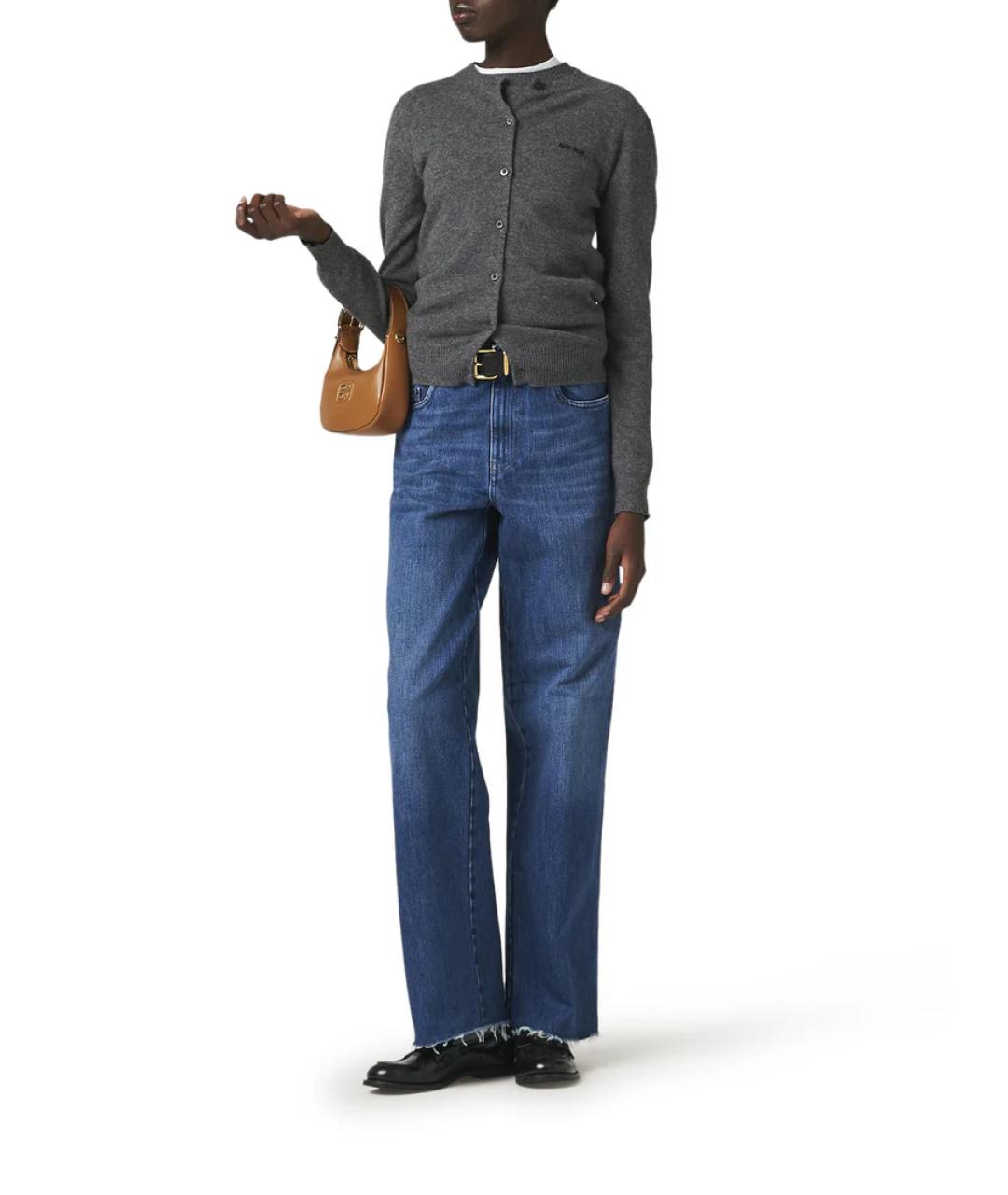 MIU MIU Синие хлопковые прямые джинсы, фото 2