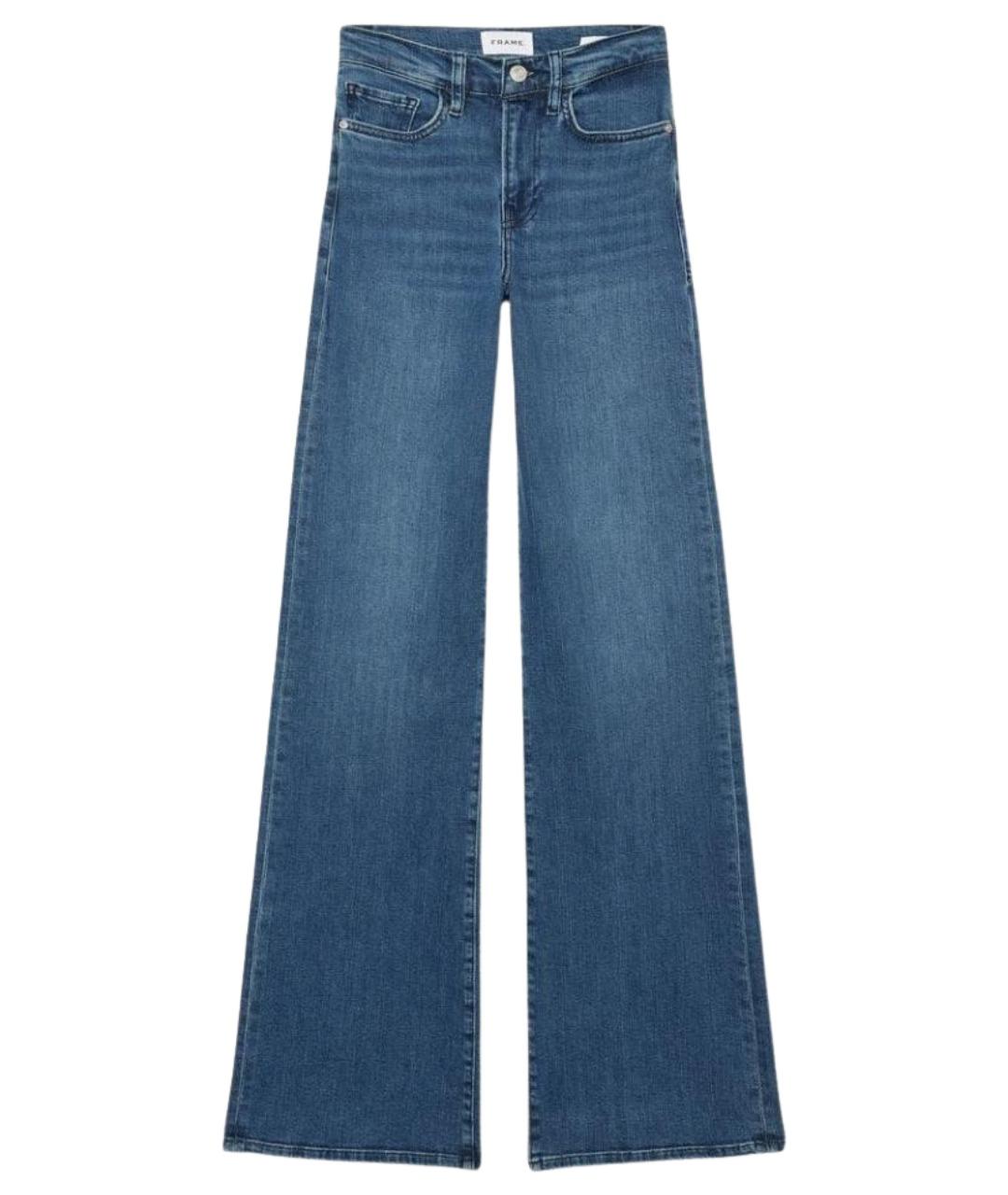 FRAME Синие хлопко-эластановые джинсы клеш, фото 1
