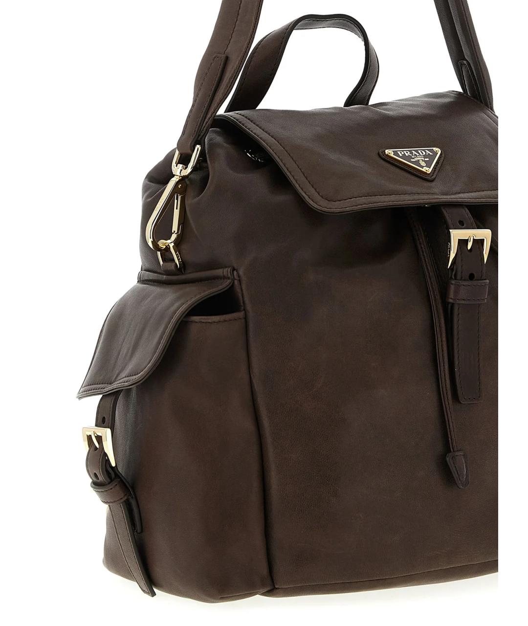 PRADA Коричневый кожаный рюкзак, фото 3