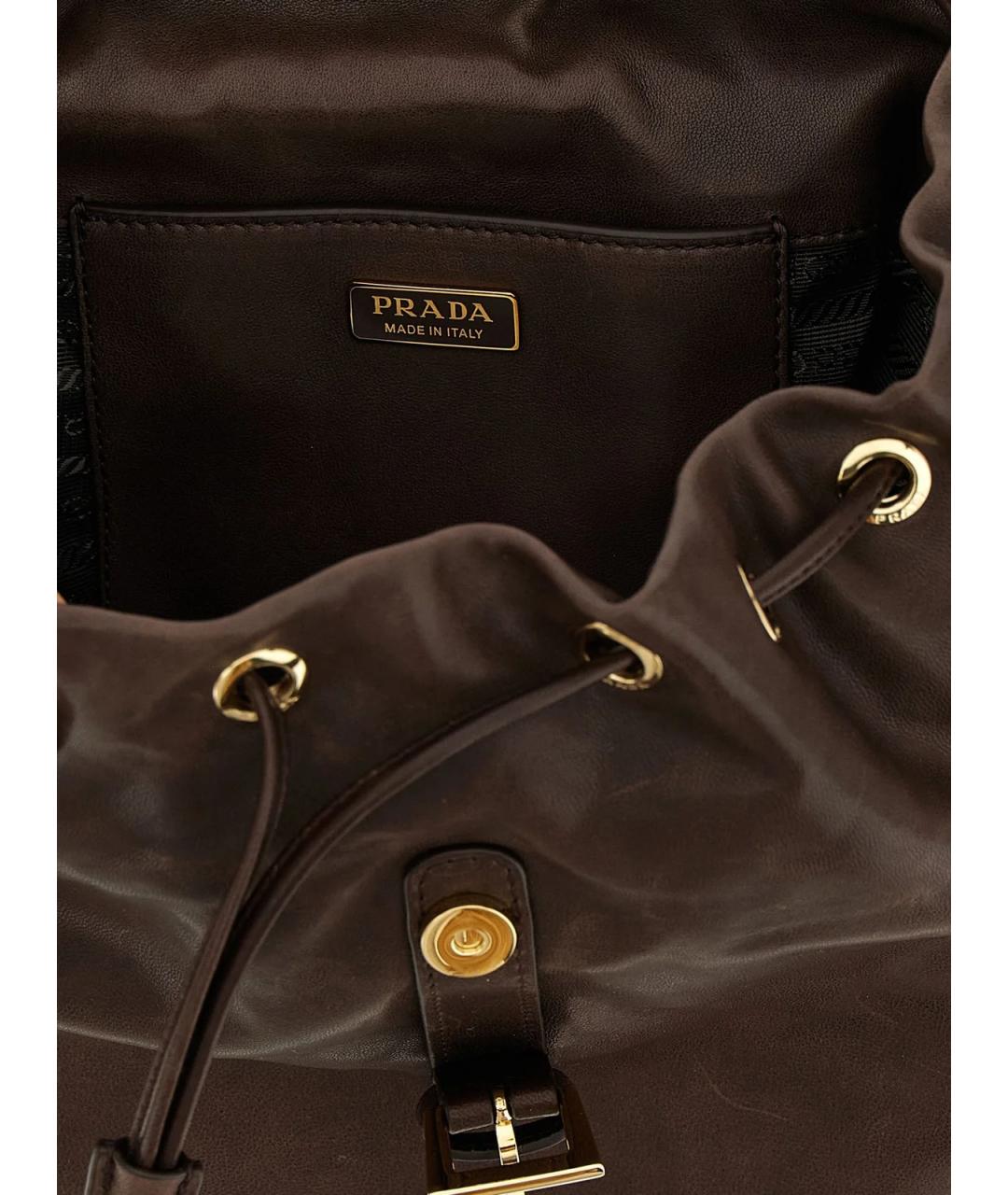 PRADA Коричневый кожаный рюкзак, фото 4