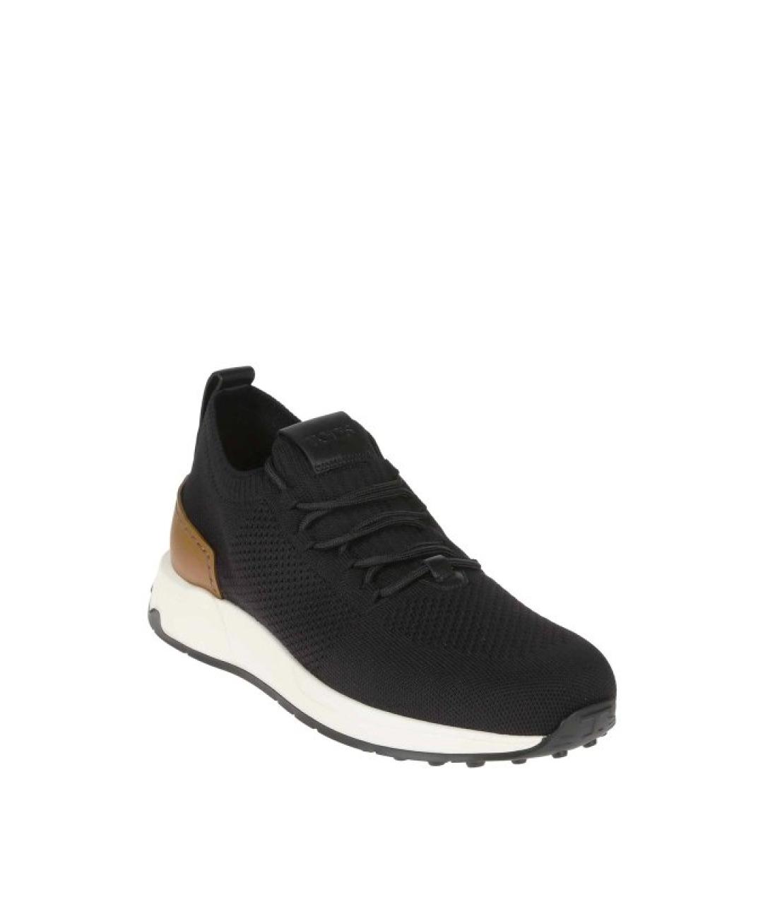 TOD'S Черные текстильные низкие кроссовки / кеды, фото 2