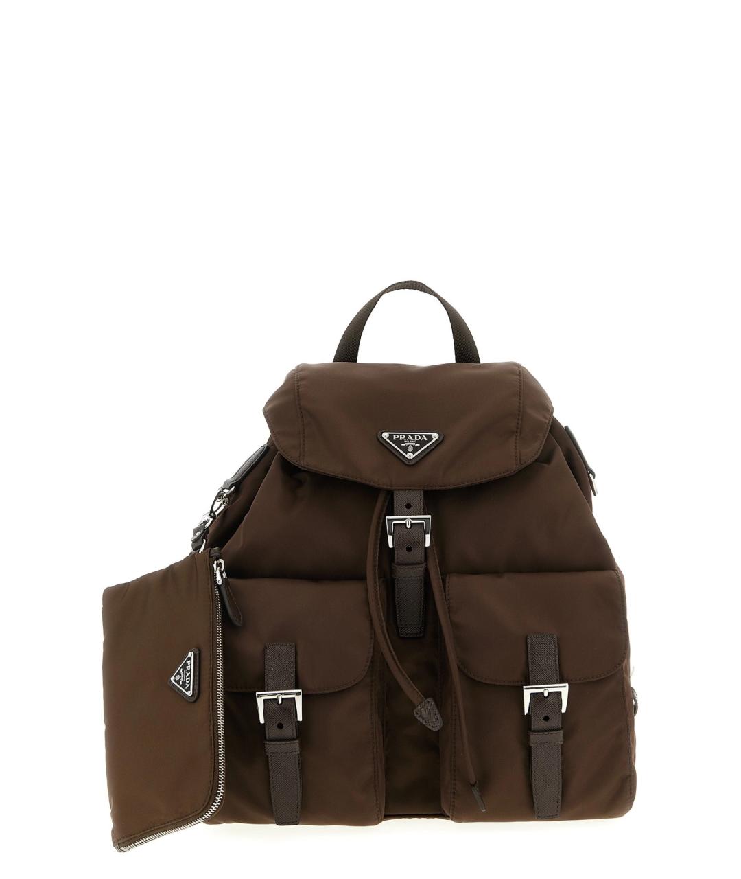 PRADA Коричневый синтетический рюкзак, фото 1