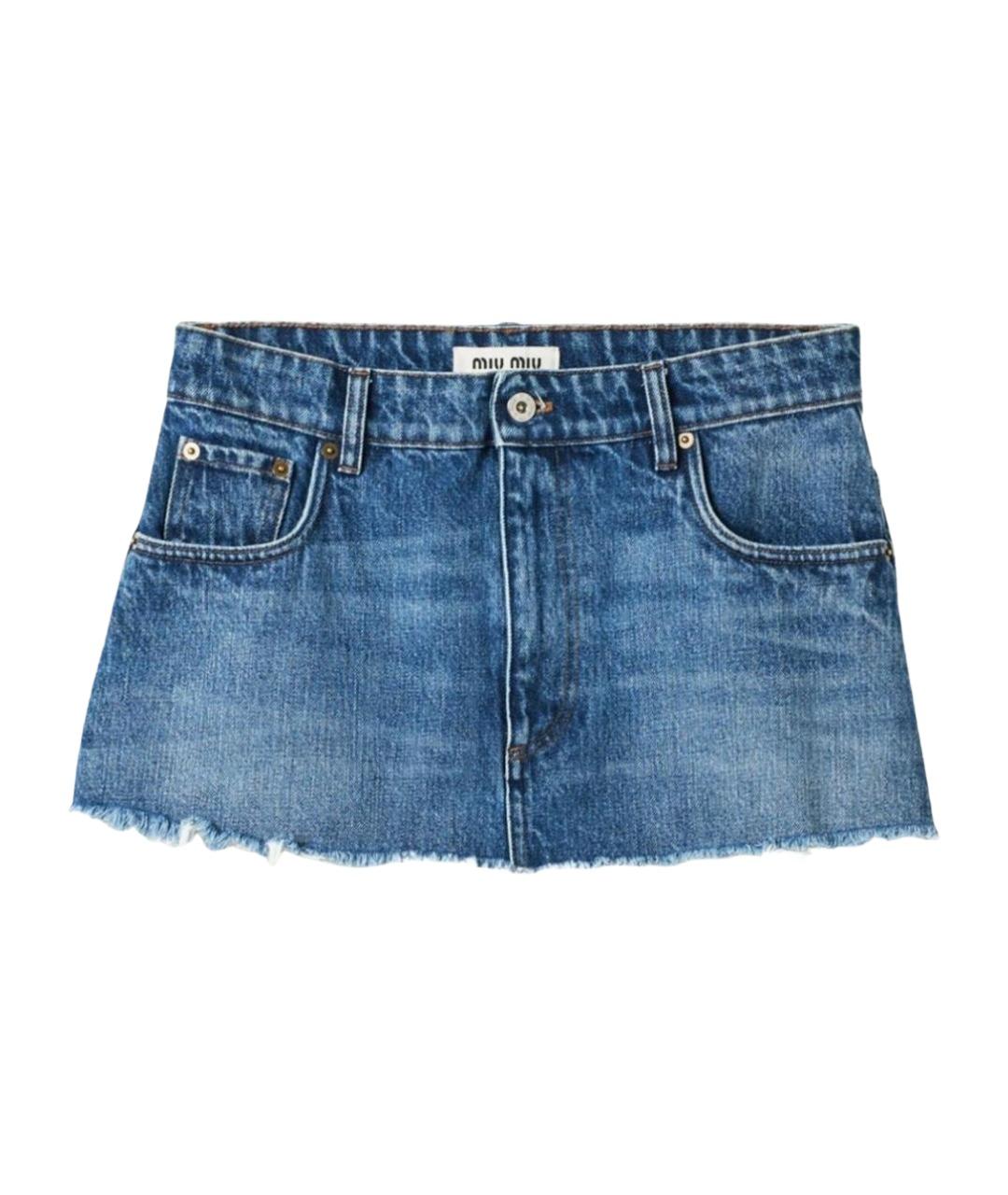 MIU MIU Синяя деним юбка мини, фото 1