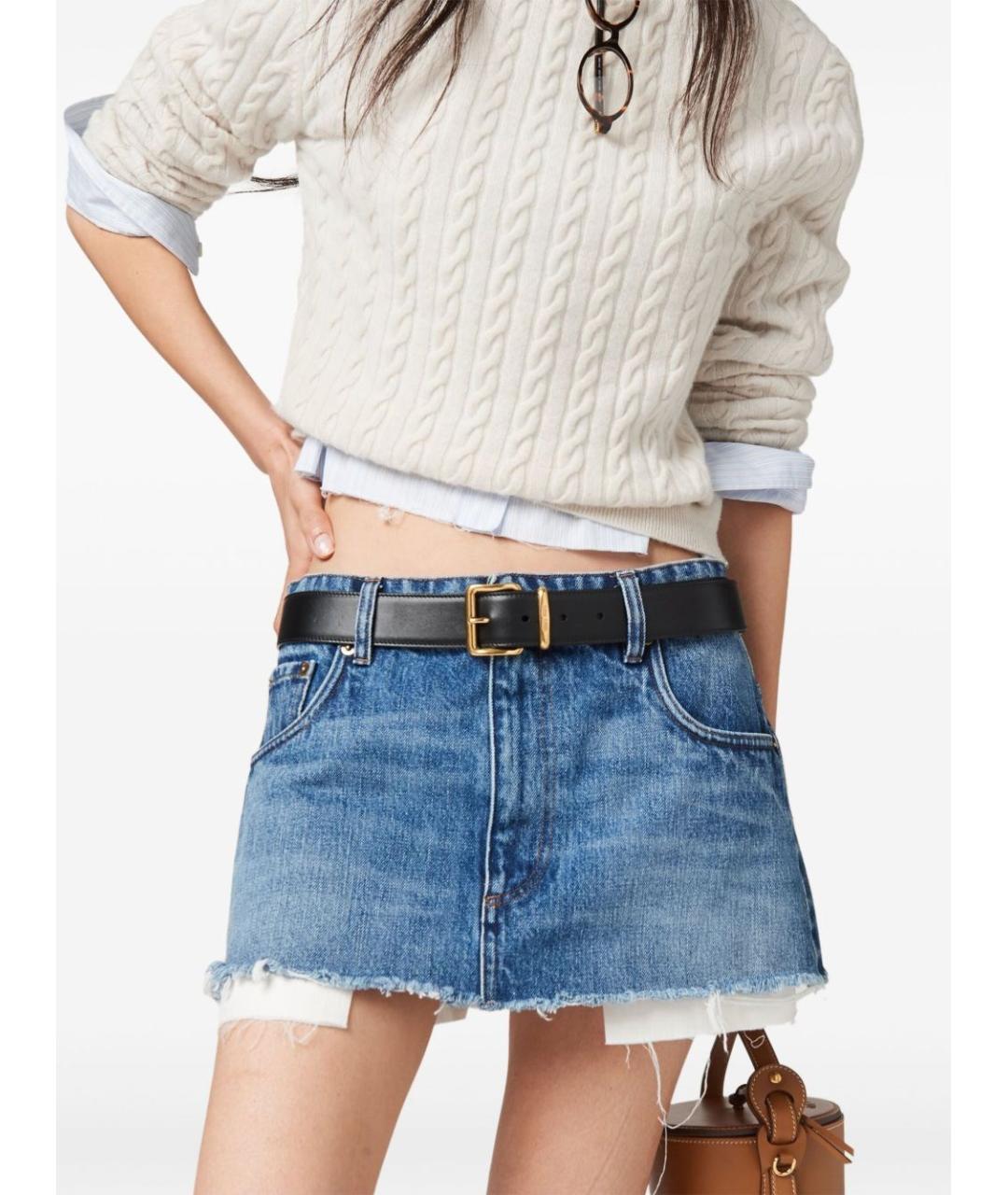 MIU MIU Синяя деним юбка мини, фото 3