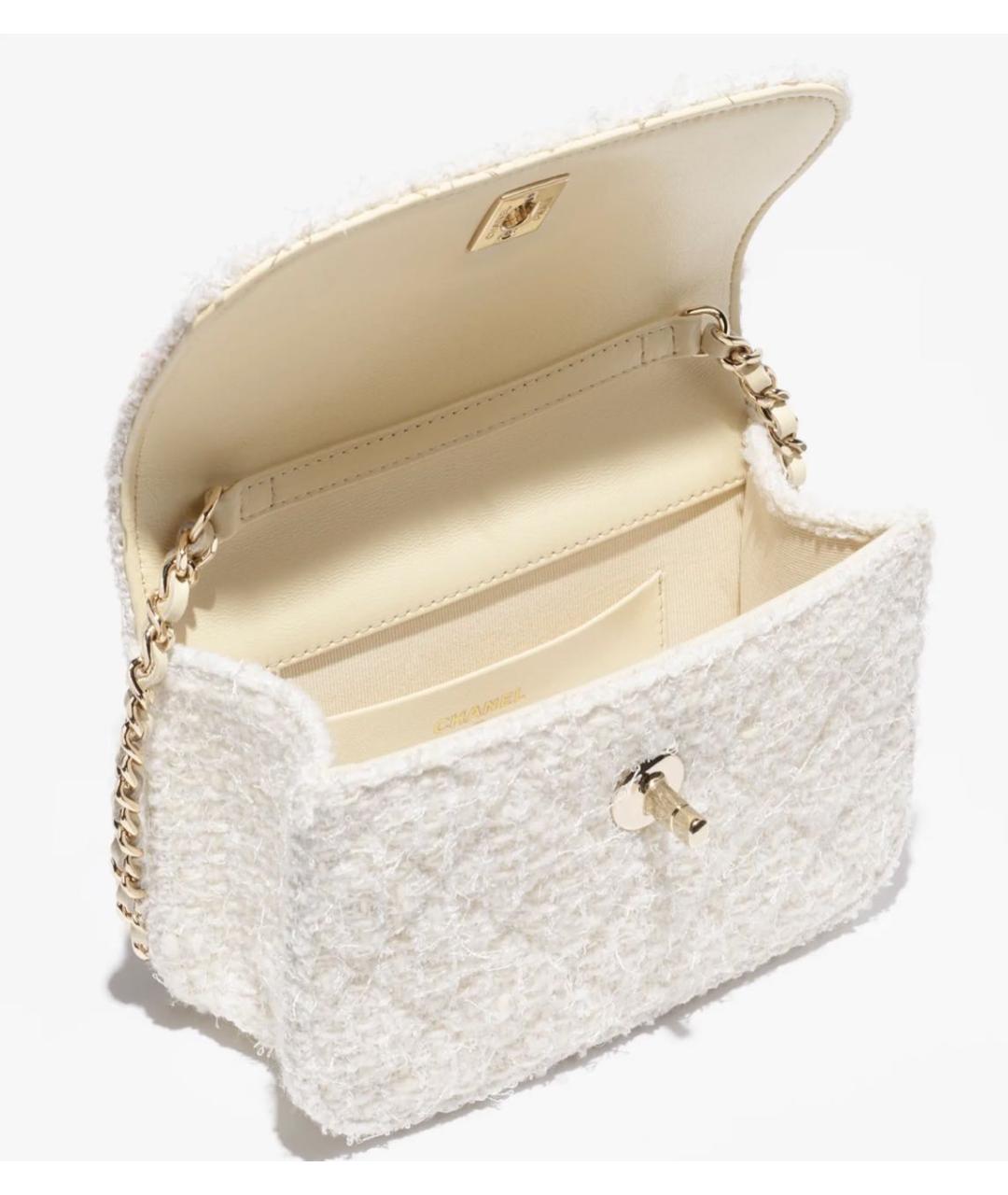 CHANEL Белая твидовая сумка через плечо, фото 4