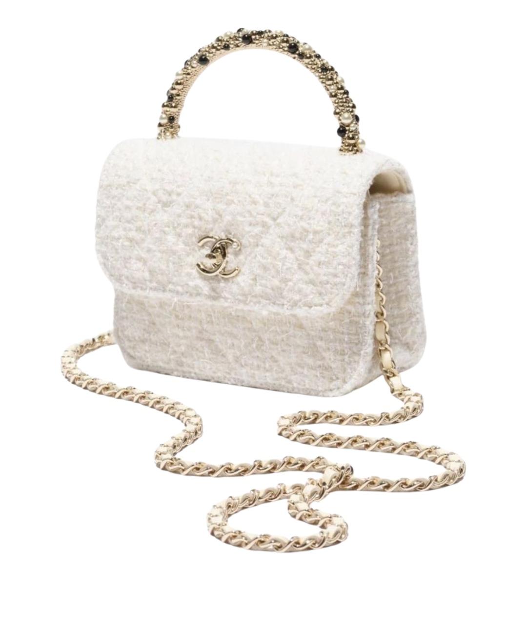 CHANEL Белая твидовая сумка через плечо, фото 1