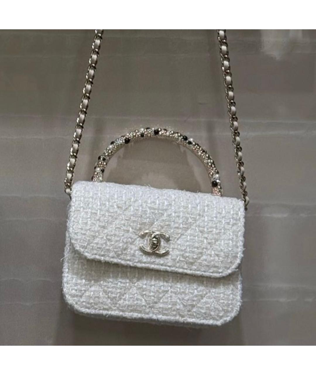 CHANEL Белая твидовая сумка через плечо, фото 2