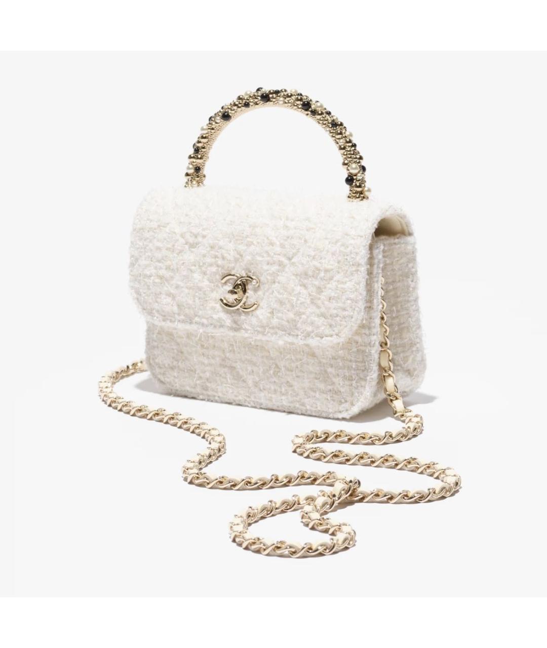 CHANEL Белая твидовая сумка через плечо, фото 6