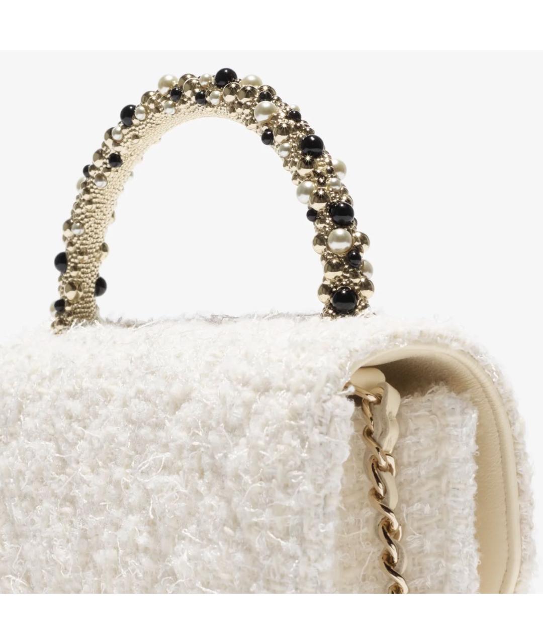 CHANEL Белая твидовая сумка через плечо, фото 5