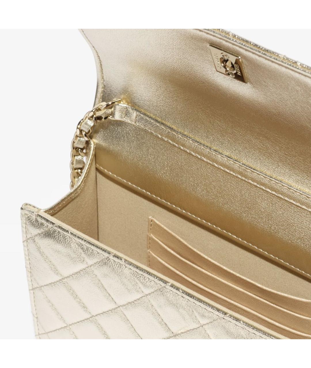 CHANEL Золотая кожаная сумка через плечо, фото 3
