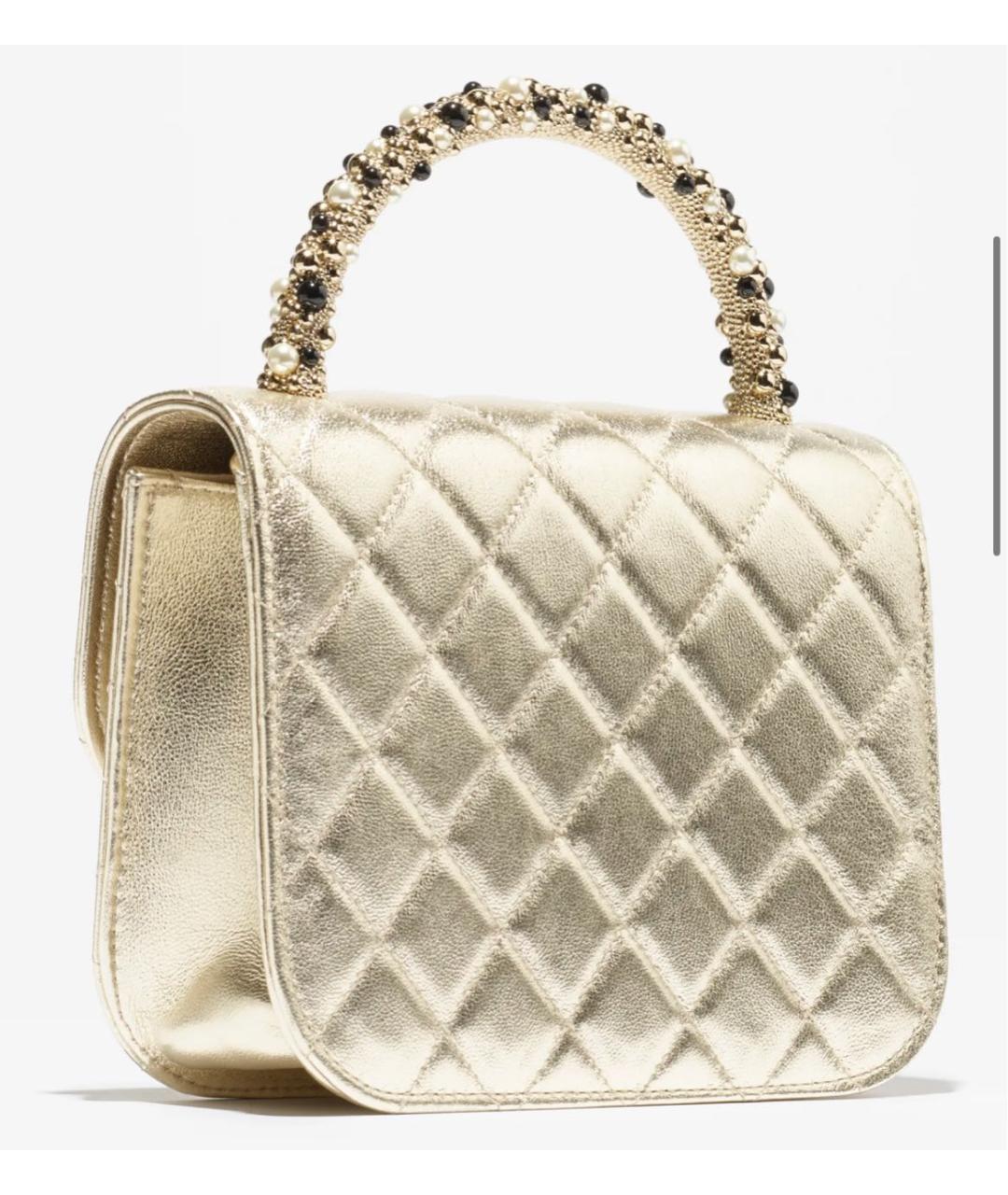 CHANEL Золотая кожаная сумка через плечо, фото 2