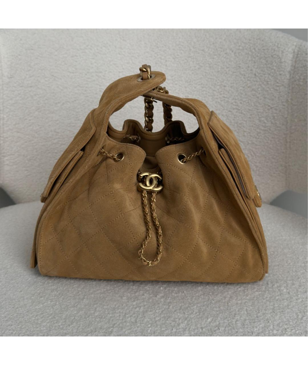 CHANEL Бежевая замшевая сумка через плечо, фото 8