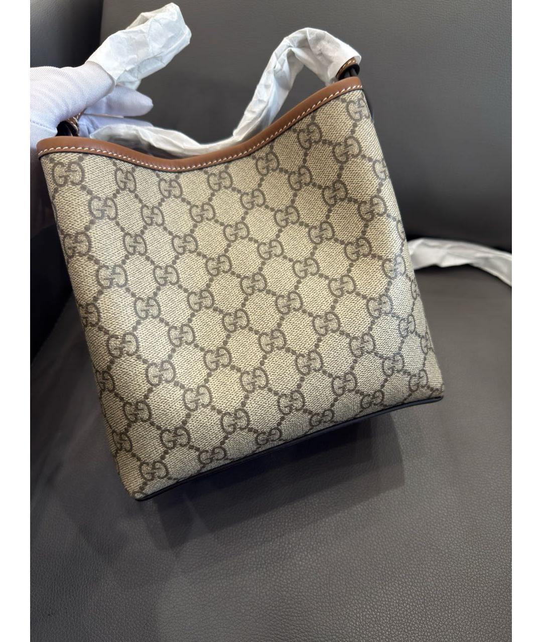 GUCCI Бежевая кожаная сумка через плечо, фото 3