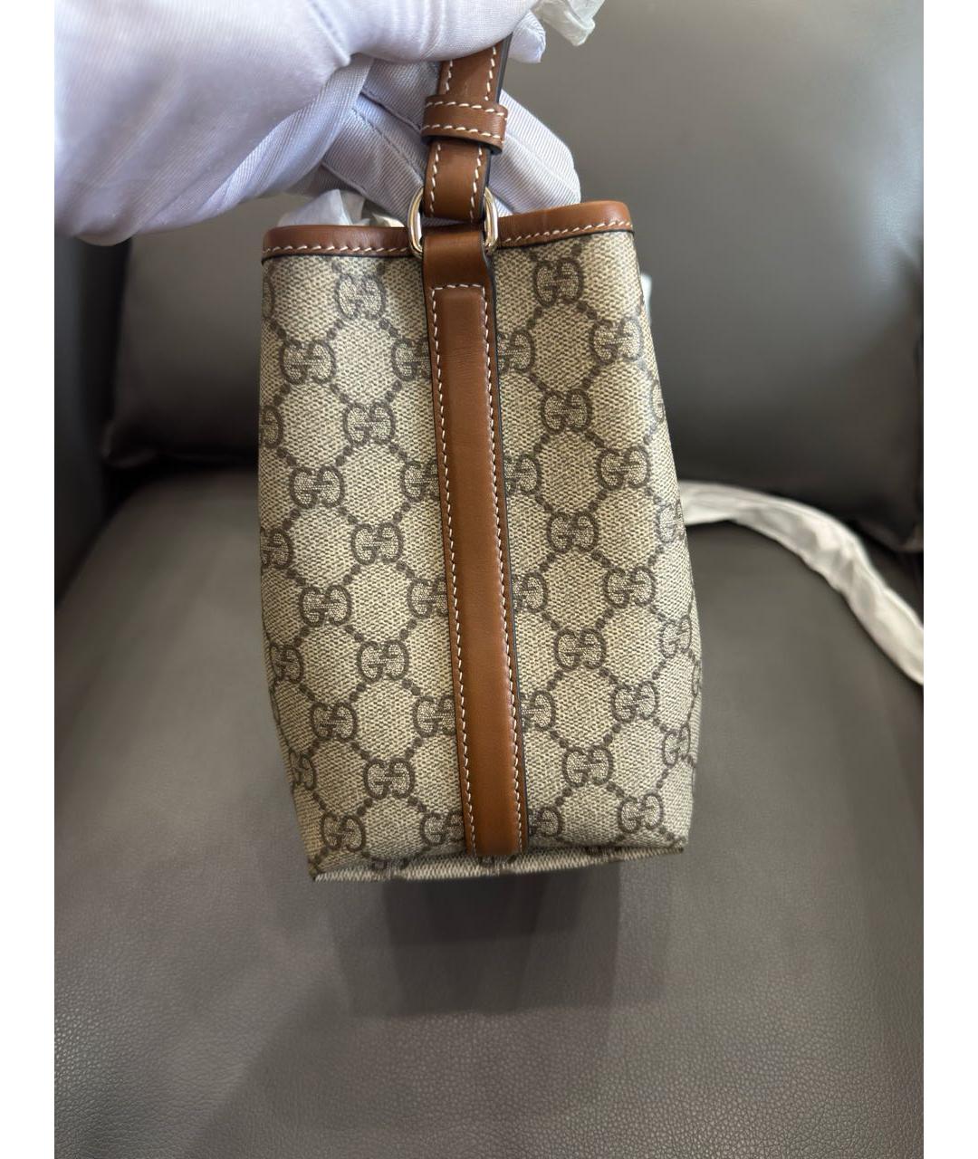 GUCCI Бежевая кожаная сумка через плечо, фото 2