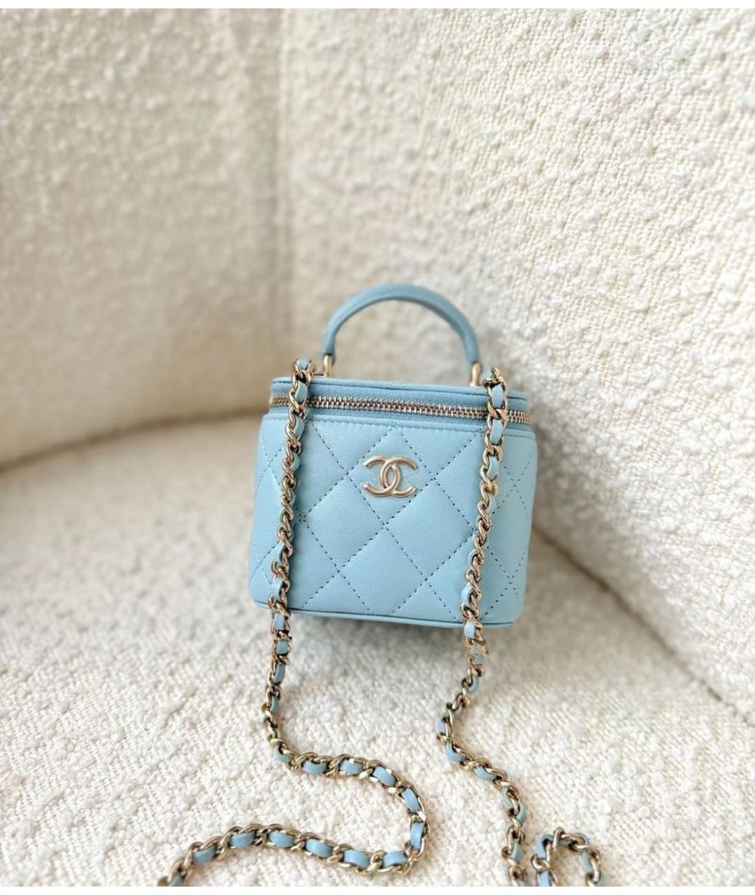 CHANEL Голубая кожаная сумка через плечо, фото 4