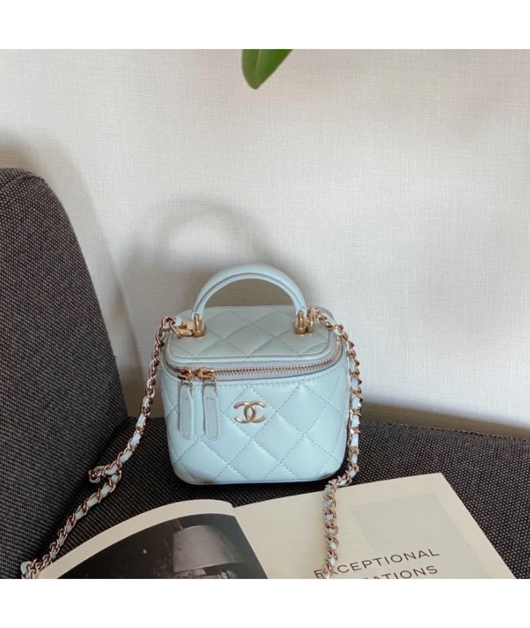 CHANEL Голубая кожаная сумка через плечо, фото 3