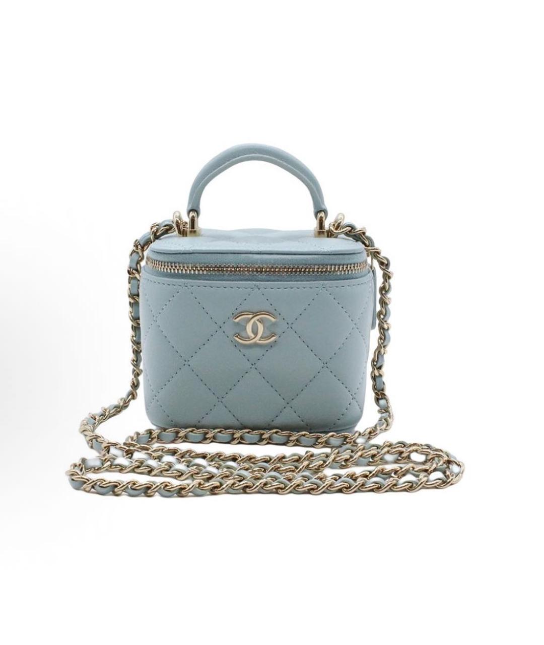 CHANEL Голубая кожаная сумка через плечо, фото 5