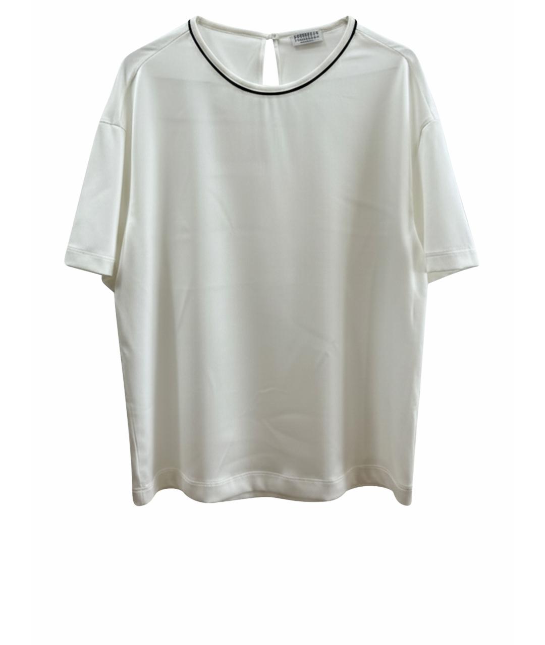 BRUNELLO CUCINELLI Белая шелковая футболка, фото 1