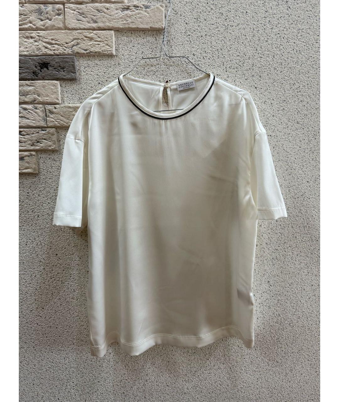 BRUNELLO CUCINELLI Белая шелковая футболка, фото 5