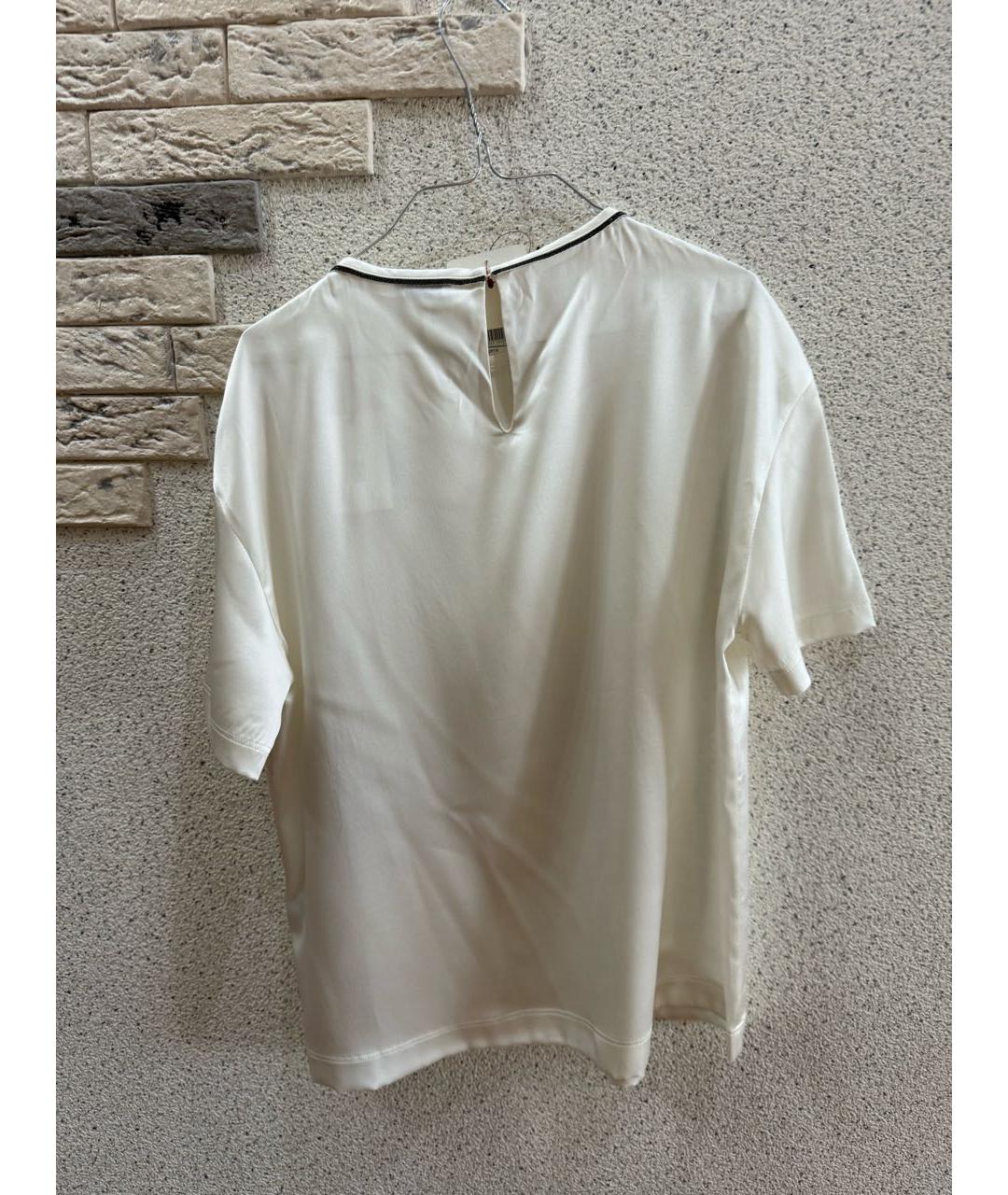 BRUNELLO CUCINELLI Белая шелковая футболка, фото 2