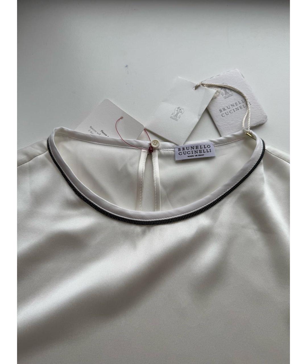 BRUNELLO CUCINELLI Белая шелковая футболка, фото 3