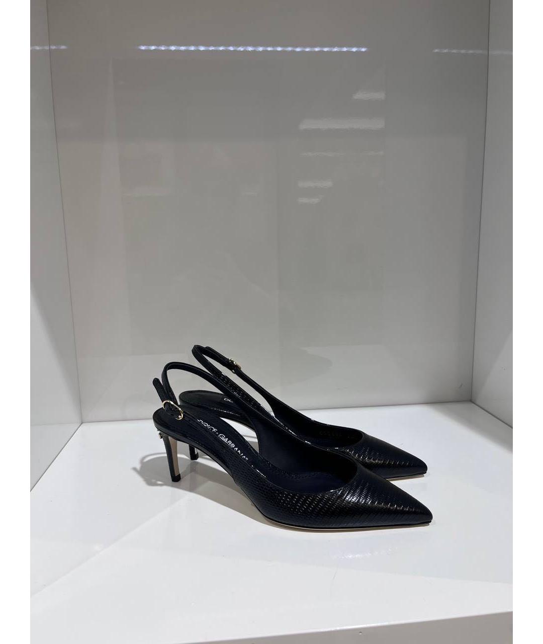 DOLCE&GABBANA Черные кожаные туфли, фото 2