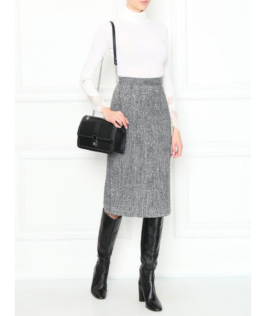ERMANNO SCERVINO Серая шерстяная юбка миди, фото 2
