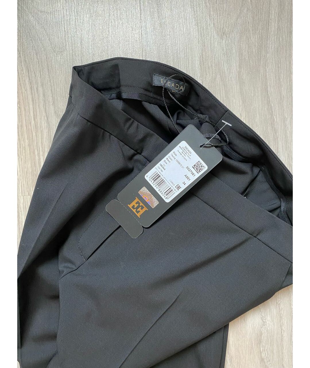 ESCADA Черные шерстяные прямые брюки, фото 5