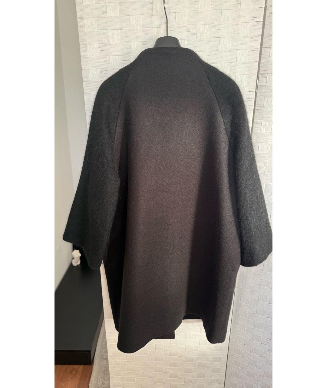 ELISABETTA FRANCHI Черное шерстяное пальто, фото 2
