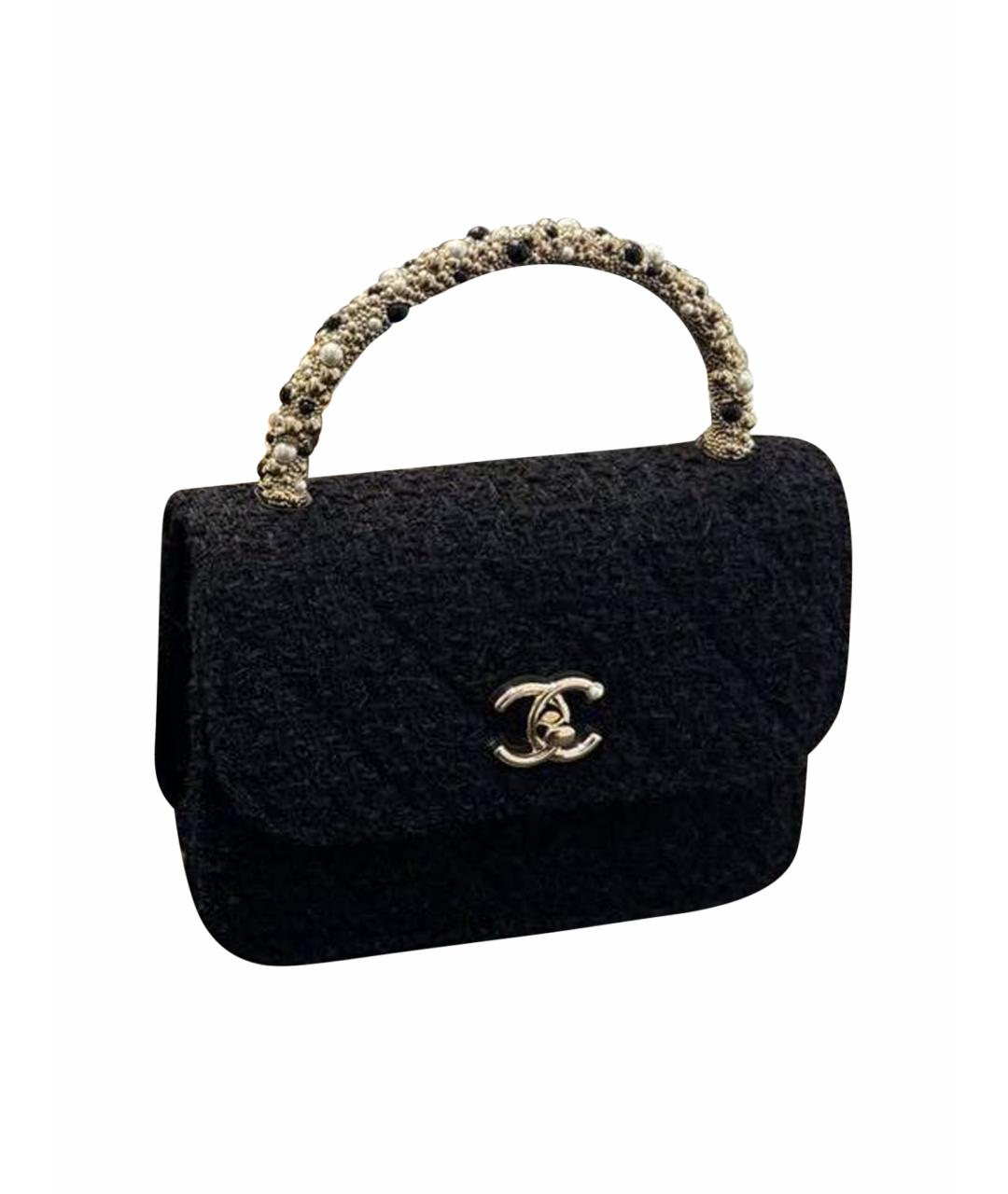 CHANEL Черная шерстяная сумка через плечо, фото 1