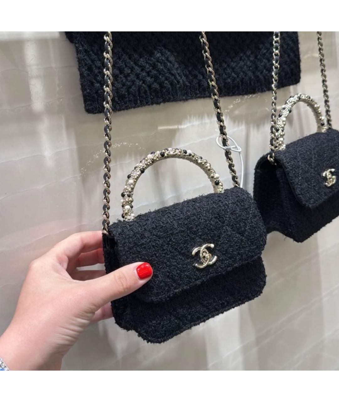 CHANEL Черная шерстяная сумка через плечо, фото 3